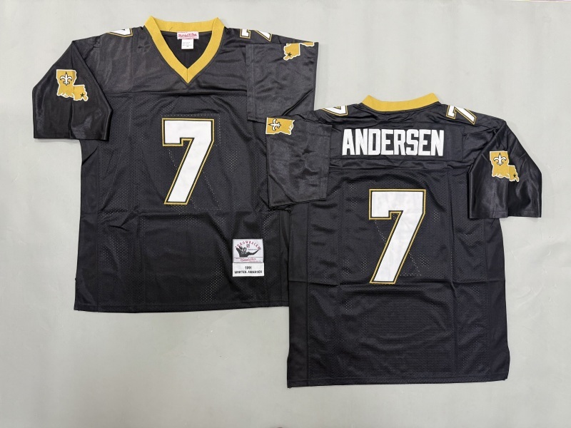 Men 2025 New Orleans Saints #7 Andersen black Throwback Limited NFL Jersey style 001